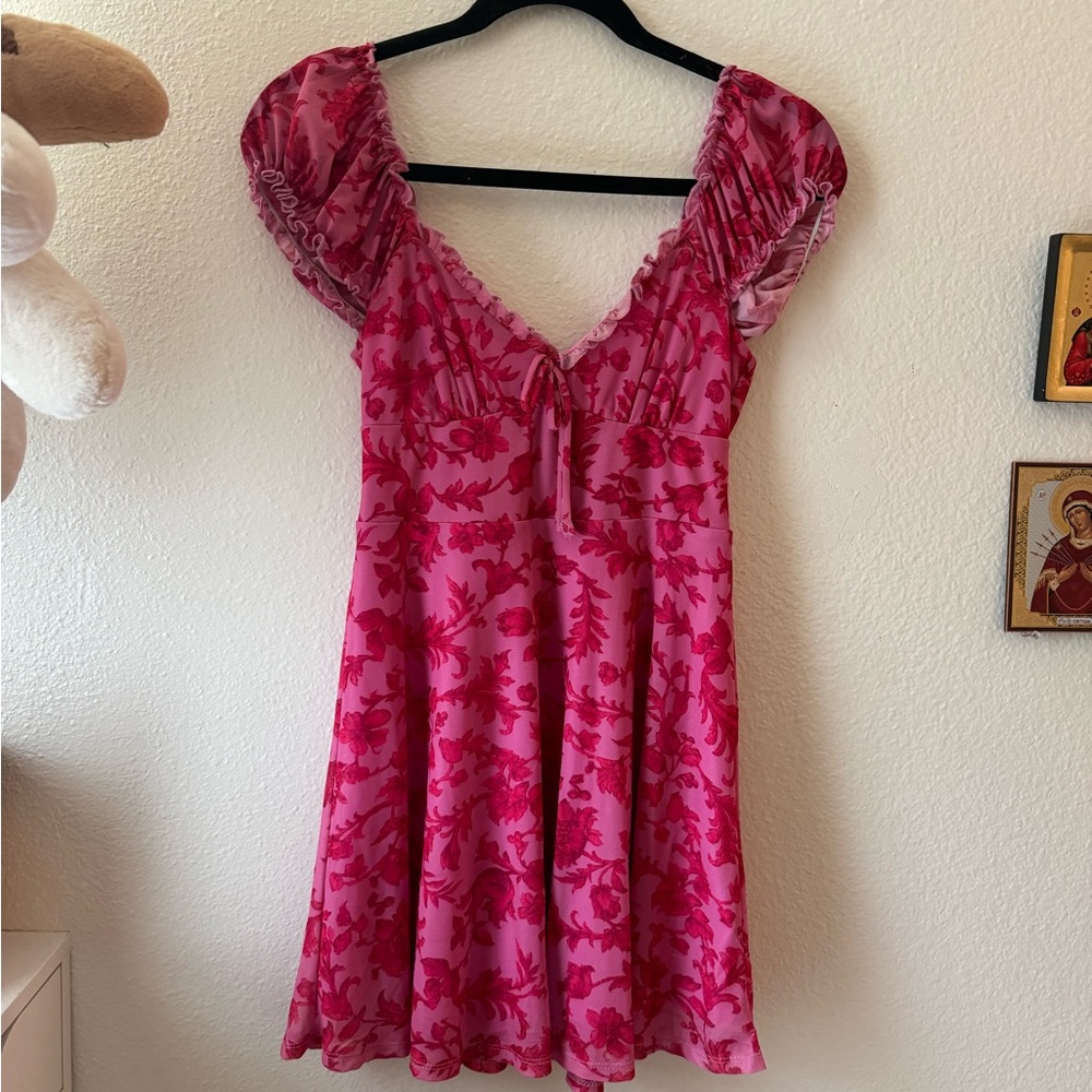 Urban Outfitters Pink Ruched Mini Dress
